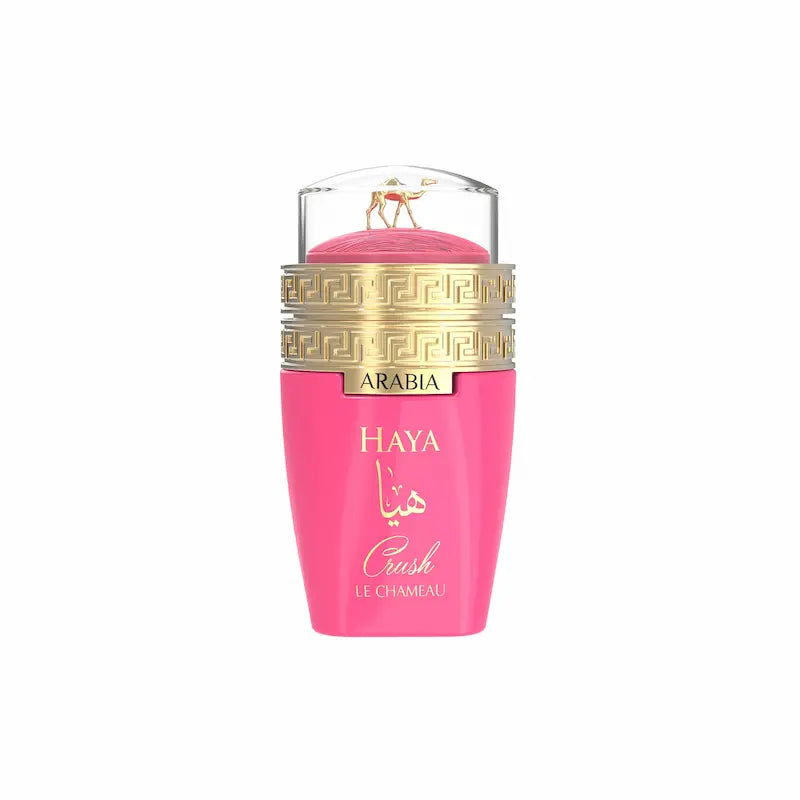 Arabia Haya Crush Eau de Parfum 100ml perfume bottle by Emper for women with a vibrant pink luxury design.