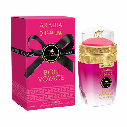 Le Chameau Arabia Bon Voyage Eau de Parfum 100ml perfume bottle with retail box on a white background